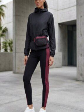 Walter Baker Colorblock Faux Suede Ponte Knit Leggings Pants Wine Black
